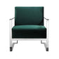 Boly 28 Inch Lounge Chair Green Velvet Foam Cushions Chrome Steel Base By Casagear Home BM315113