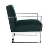 Boly 28 Inch Lounge Chair Green Velvet Foam Cushions Chrome Steel Base By Casagear Home BM315113