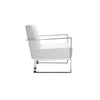 Boly 28 Inch Lounge Chair White Faux Leather Cushions Chrome Steel Base By Casagear Home BM315116