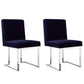 Boly 19 Inch Dining Chair Set of 2 Navy Blue Velvet Foam Chrome Steel By Casagear Home BM315120