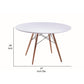 Ben 47 Inch Dining Table Round White Lacquer Tapered Legs Wood Metal By Casagear Home BM315125