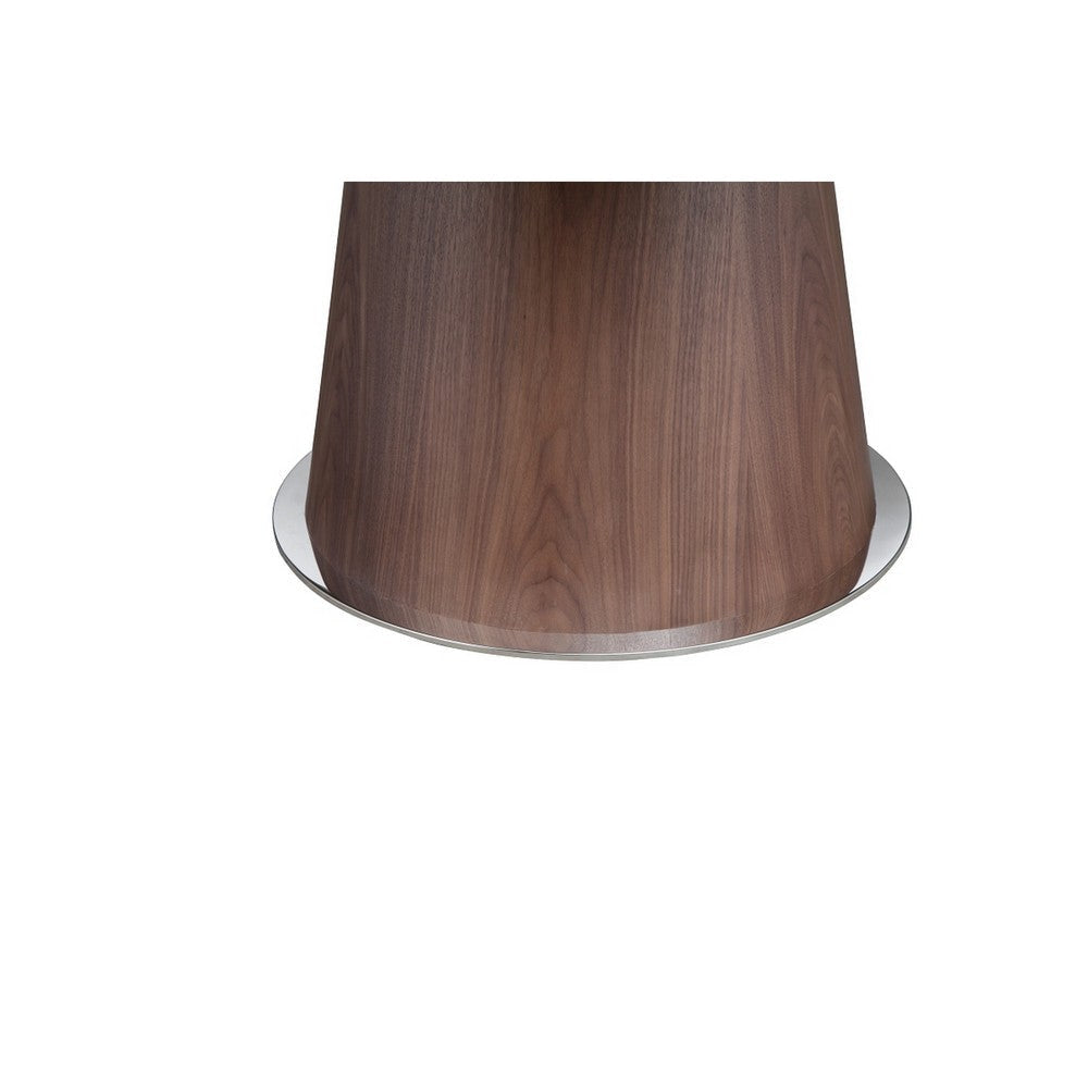 John 53 Inch Dining Table Walnut Brown Round Wood Top Padestal Base By Casagear Home BM315127