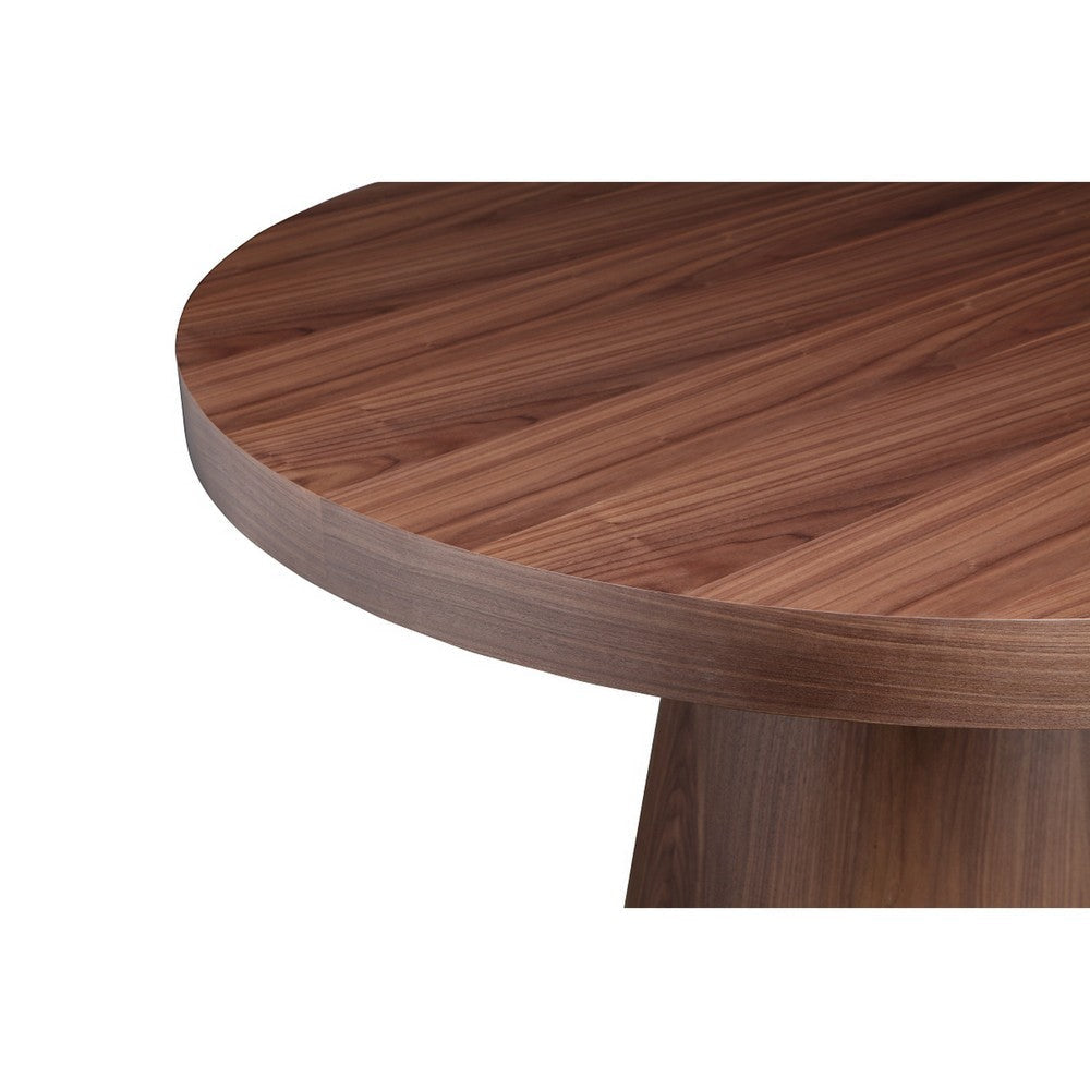 John 53 Inch Dining Table Walnut Brown Round Wood Top Padestal Base By Casagear Home BM315127