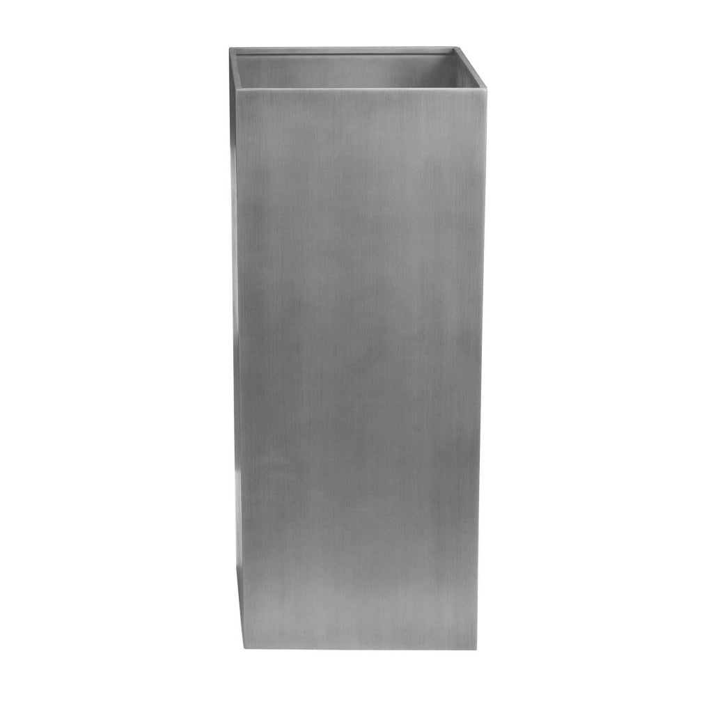 Jo 32 Inch Tall Flower Pot Planter Hidden Indented Box Gray Brushed Metal By Casagear Home BM315128