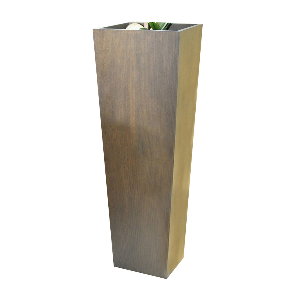 Jo 48 Inch Tall Flower Pot Planter Hidden Indented Box Dark Brown Veneer By Casagear Home BM315130