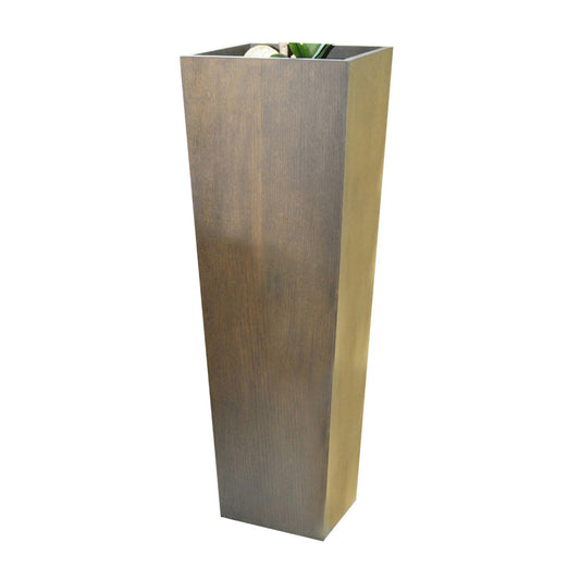 Jo 48 Inch Tall Flower Pot Planter, Hidden Indented Box, Dark Brown Veneer By Casagear Home