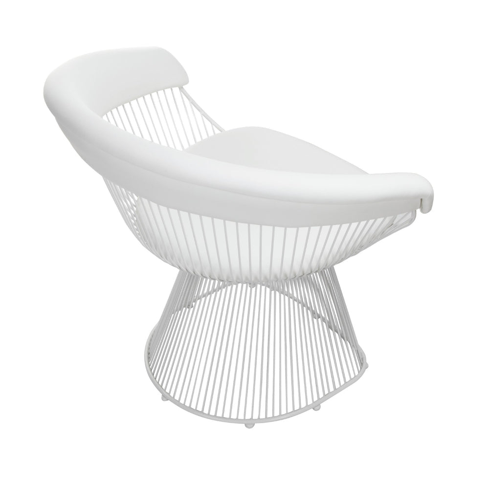 Coll 33 Inch Accent Chair Slatted Metal Curved Back White Faux Leather By Casagear Home BM315135