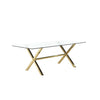 Tia 79 Inch Dining Table Rectangular Tempered Glass Top Gold Clear By Casagear Home BM315137