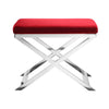 Sovi 24 Inch Stool Ottoman Red Velvet Seat Silver Finish Cross Frame By Casagear Home BM315139