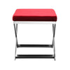 Sovi 24 Inch Stool Ottoman Red Velvet Seat Silver Finish Cross Frame By Casagear Home BM315139