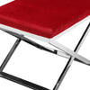 Sovi 24 Inch Stool Ottoman Red Velvet Seat Silver Finish Cross Frame By Casagear Home BM315139