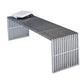 Niki 55 Inch Metal Bench Slatted Rectangular Shape Brushed Silver Steel By Casagear Home BM315140