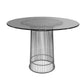 Pima 40 Inch Dining Table, Round Tempered Glass Top, Open Padestal Base By Casagear Home