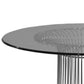 Pima 40 Inch Dining Table Round Tempered Glass Top Open Padestal Base By Casagear Home BM315141