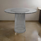 Pima 40 Inch Dining Table, Round Tempered Glass Top, Open Padestal Base By Casagear Home