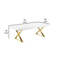 Rix 87 Inch Dining Table Rectangular White Top Gold Finished Metal Base By Casagear Home BM315143