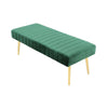 Lida 45 Inch Bench Cushioned Channel Tufting Green Velvet Upholstery Gold By Casagear Home BM315145