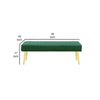 Lida 45 Inch Bench Cushioned Channel Tufting Green Velvet Upholstery Gold By Casagear Home BM315145