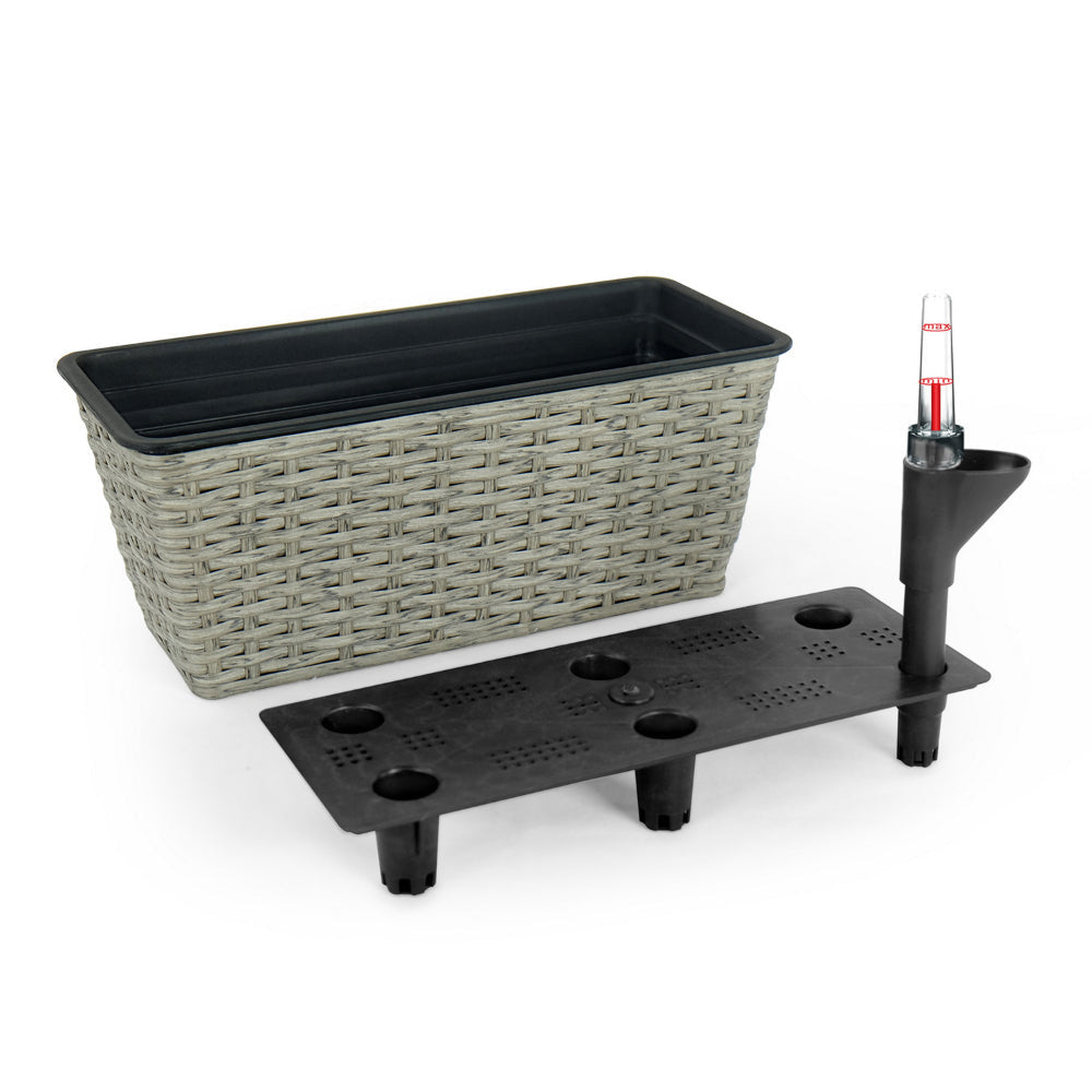 Wiki Inch Self Watering Planter Set of 2 Hand Woven Rattan Wicker Gray By Casagear Home BM315151