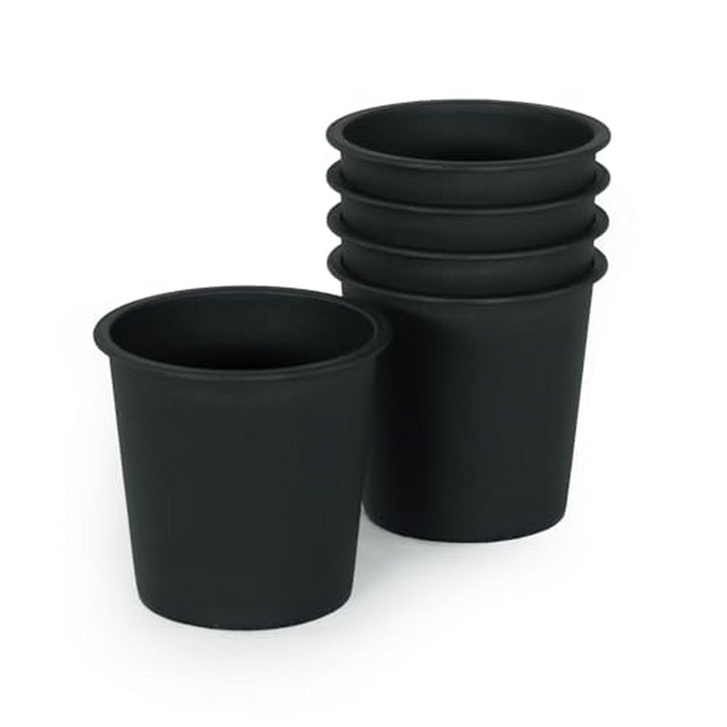 Kiti 6 Inch Set of 5 Round Nursery Planter Pots with Drainage Black Plastic By Casagear Home BM315155