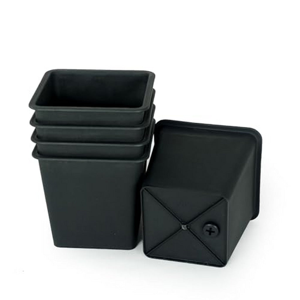 Kiti 6 Inch Set of 5 Square Nursery Planter Pots with Drainage Black By Casagear Home BM315156