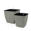 Aly Self Watering Planter Set of 2, Intricately Hand Woven Rattan, Gray By Casagear Home