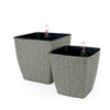 Aly Self Watering Planter Set of 2 Intricately Hand Woven Rattan Gray By Casagear Home BM315160