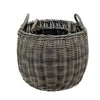 Storage and Laundry Basket Set of 2 Round Handles Hand Woven Wicker Gray By Casagear Home BM315162