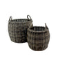 Storage and Laundry Basket Set of 2, Round Handles, Hand Woven Wicker, Gray By Casagear Home