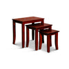 Yoni 3 Piece Nesting Side Table Set Square Flared Legs Cherry Brown Wood By Casagear Home BM315164