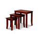 Yoni 3 Piece Nesting Side Table Set Square Flared Legs Cherry Brown Wood By Casagear Home BM315164