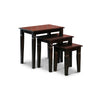 Yoni 3 Piece Nesting Side Table Set Square Flared Legs Dark Brown Wood By Casagear Home BM315165