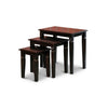 Yoni 3 Piece Nesting Side Table Set Square Flared Legs Dark Brown Wood By Casagear Home BM315165