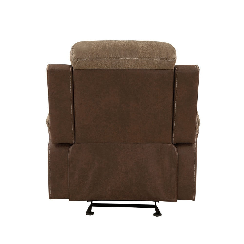 Emma 38 Inch Manual Glider Recliner Chair Brown Microfiber Solid Wood By Casagear Home BM315166