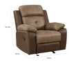 Emma 38 Inch Manual Glider Recliner Chair Brown Microfiber Solid Wood By Casagear Home BM315166