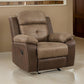 Emma 38 Inch Manual Glider Recliner Chair, Brown Microfiber, Solid Wood By Casagear Home