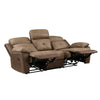 Emma 84 Inch Double Manual Recliner Sofa Soft Brown Microfiber Solid Wood By Casagear Home BM315168