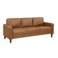 Stark 77 Inch Sofa Brown Faux Leather Track Style Arms Solid Wood Frame By Casagear Home BM315171