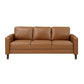 Stark 77 Inch Sofa Brown Faux Leather Track Style Arms Solid Wood Frame By Casagear Home BM315171