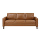 Stark 77 Inch Sofa Brown Faux Leather Track Style Arms Solid Wood Frame By Casagear Home BM315171