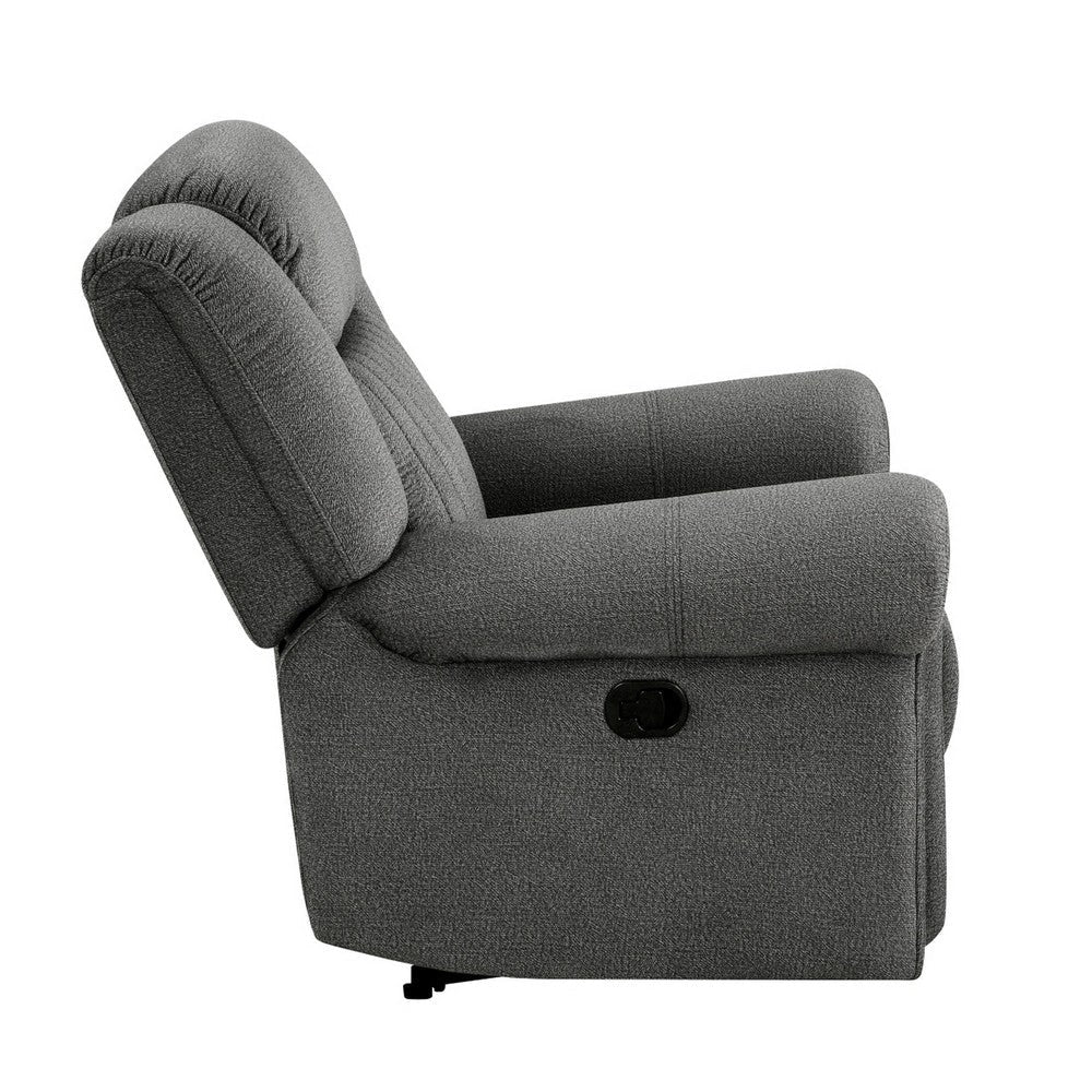 Ben 38 Inch Manual Recliner Chair Gray Microfiber Plush Foam Solid Wood By Casagear Home BM315172