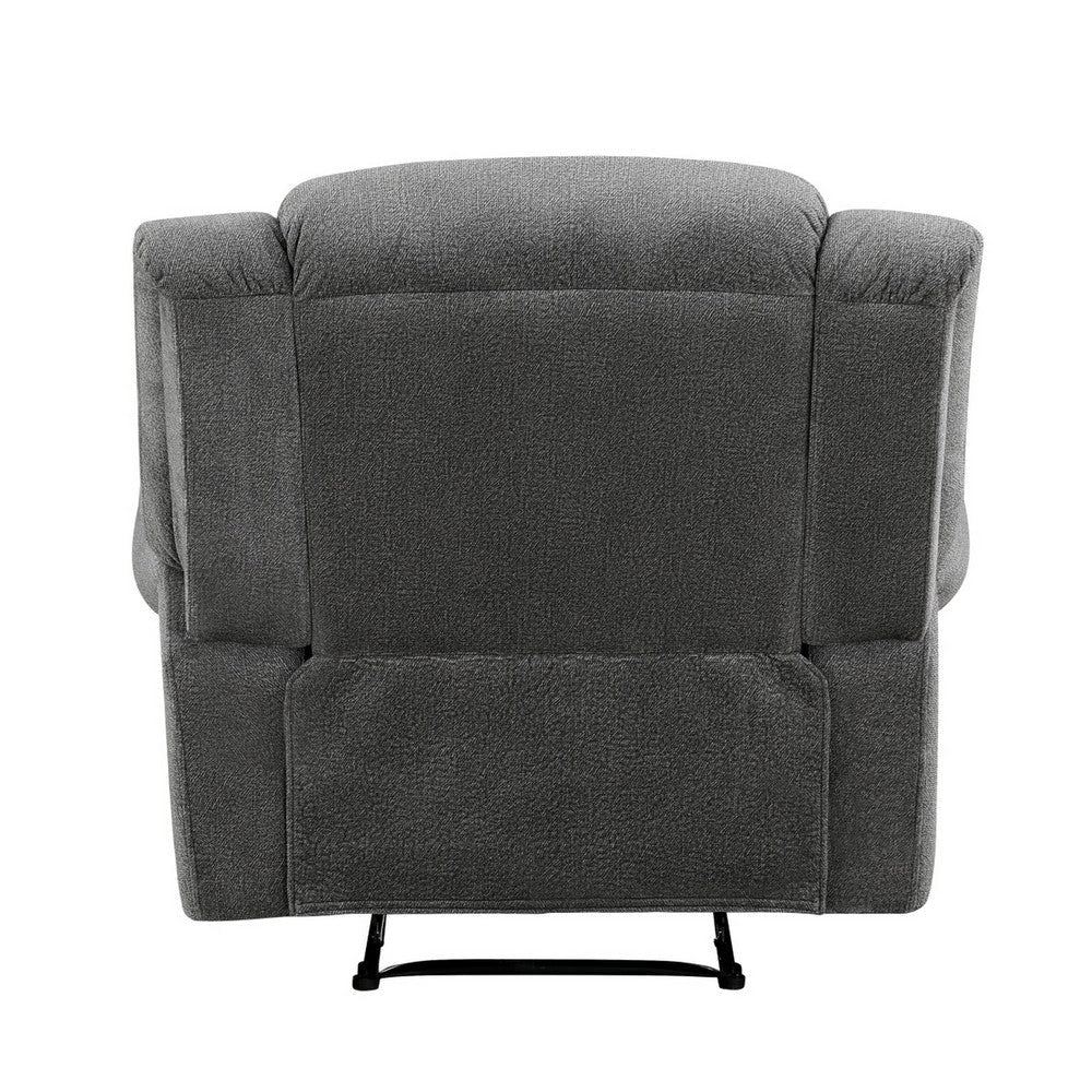 Ben 38 Inch Manual Recliner Chair Gray Microfiber Plush Foam Solid Wood By Casagear Home BM315172