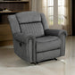 Ben 38 Inch Manual Recliner Chair, Gray Microfiber, Plush Foam, Solid Wood By Casagear Home