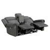 Ben 76 Inch Power Double Recliner Loveseat Gray Microfiber Console Cupholders By Casagear Home BM315174