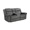 Ben 76 Inch Power Double Recliner Loveseat, Gray Microfiber, Console, Cupholders By Casagear Home