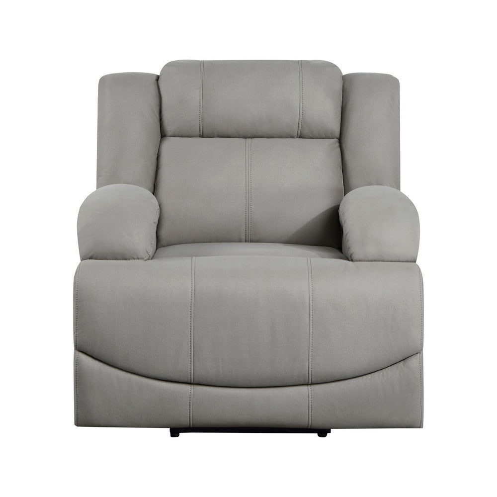 Kate 37 Inch Power Recliner Chair USB Gray Microfiber Solid Wood By Casagear Home BM315180