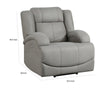 Kate 37 Inch Power Recliner Chair USB Gray Microfiber Solid Wood By Casagear Home BM315180