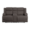 Kate 71 Inch Double Manual Recliner Loveseat Center Console Brown Fabric By Casagear Home BM315181