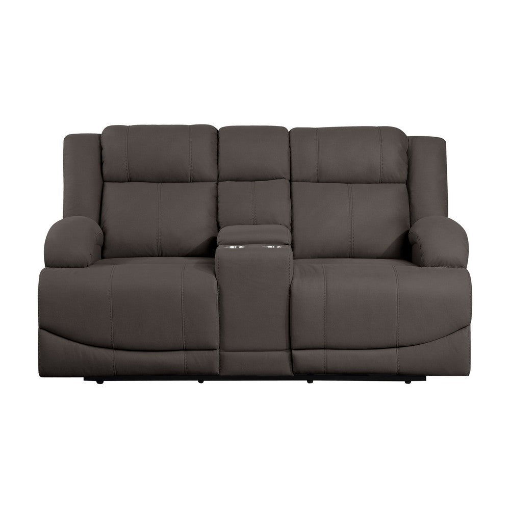 Kate 71 Inch Power Double Recliner Loveseat Center Console USB Brown By Casagear Home BM315183