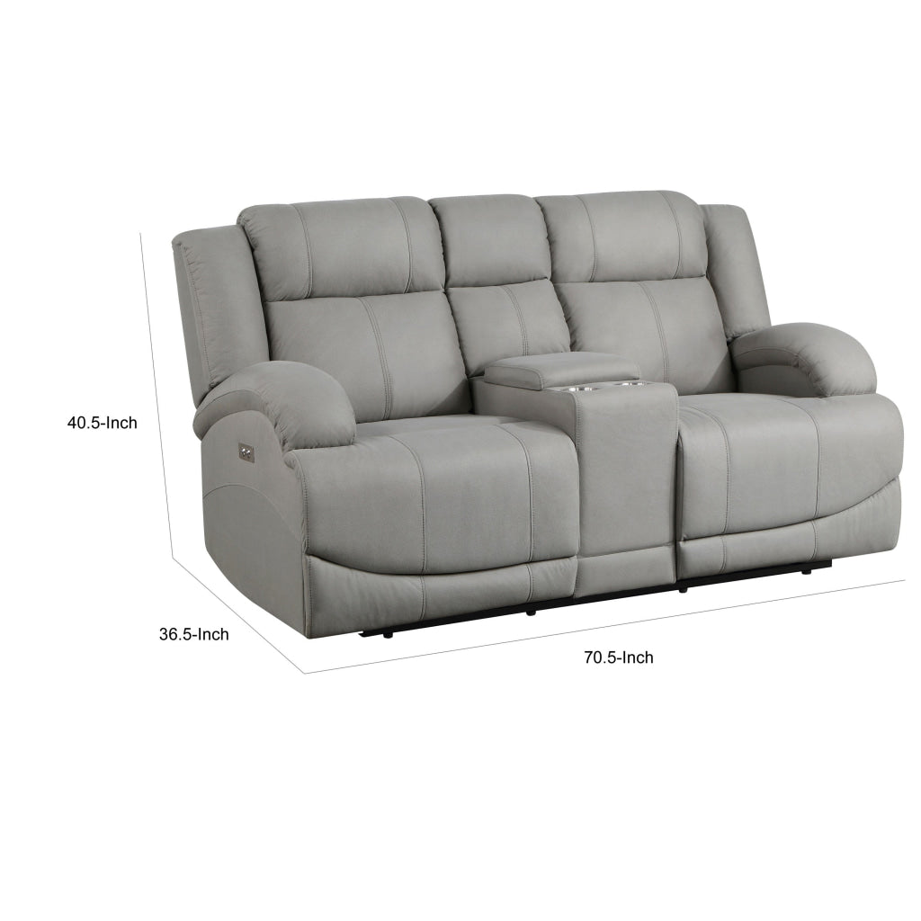 Kate 71 Inch Power Double Recliner Loveseat Center Console USB Gray By Casagear Home BM315185